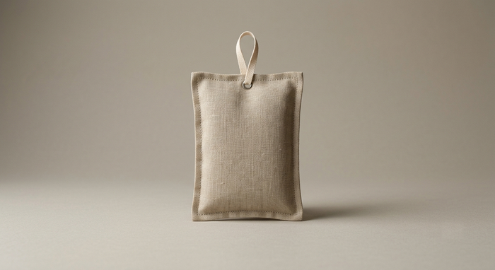 Désodorisant de litière Koozy en sachet de lin naturel avec attache