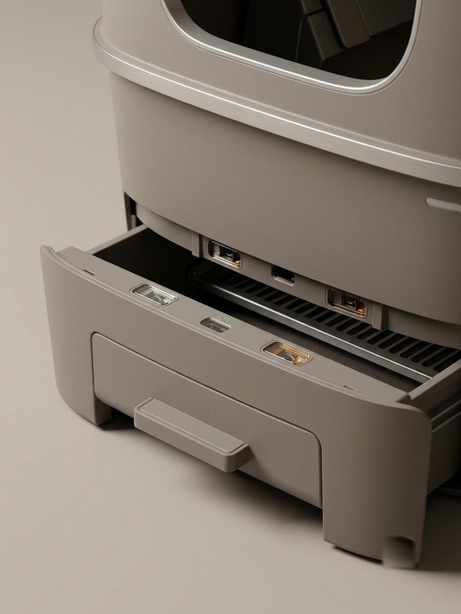 Tiroir à déchets amovible de la litière automatique Koozy, vue détaillée