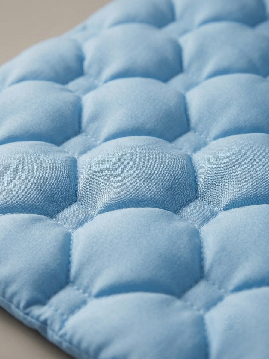 Gros plan du tissu matelassé soie glacée du tapis rafraîchissant Koozy